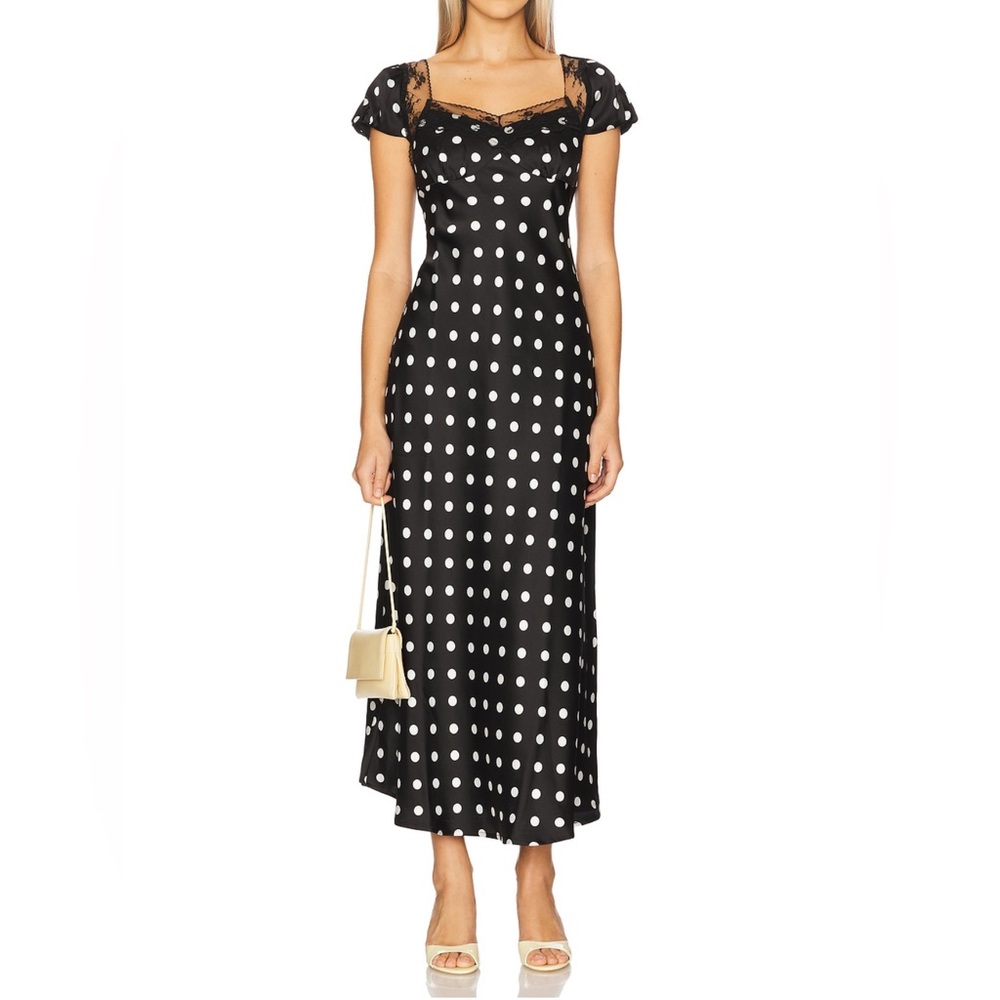 Chic Black and White Polka Dot Midi Dress